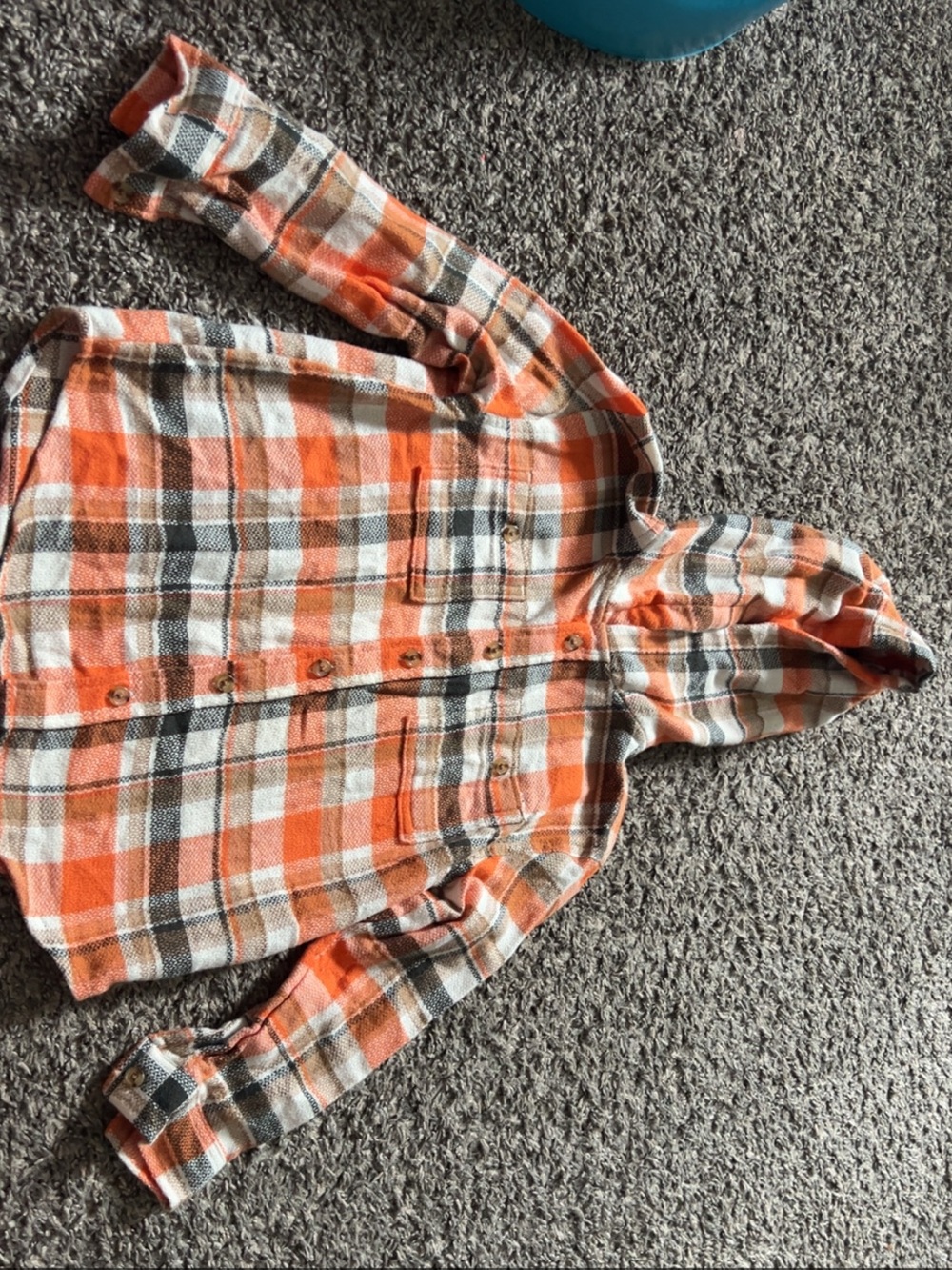 Old Navy Orange and Cream Plaid Hooded Button-Down Shirt